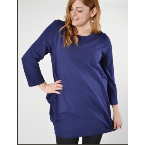 Bryn Walker Women's M navy blue long sleeve mini shirt dress fall winter boots - Picture 1 of 7